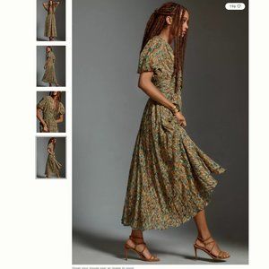 NWT Anthropologie Katerina Button-Front Midi Dress Lurex Edition, size 2